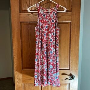 Loft red floral knit dress. NWT. Size L.